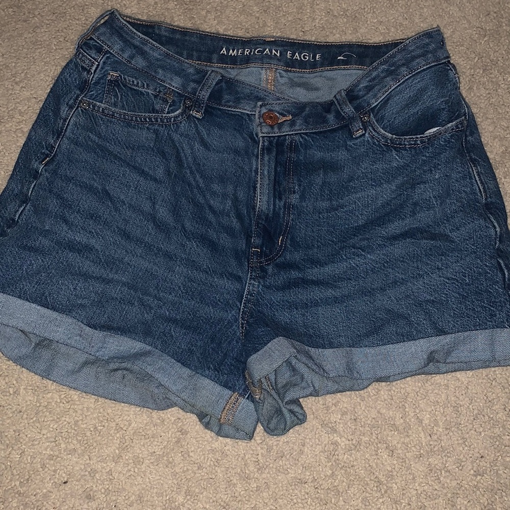 American eagle highest waist cross over denim mom short